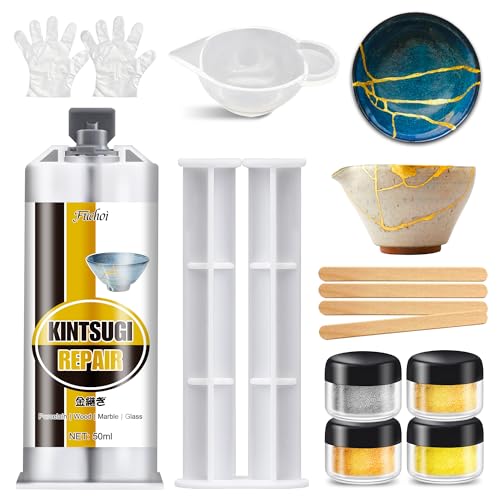 Kintsugi Reparatur Set - Lebensmittelechter Keramikkleber, Gold Kintsugikleber für Zerbrochenes Keramik, Glas, Skulpturen | Einfache DIY-Restaurierung | Ideal für Anfänger und Kunstprojekte 50 ml Kintsugi Reparatur Set - Lebensmittelechter Keramikkleber, Gold Kintsugikleber für Zerbrochenes Keramik, Glas, Skulpturen | Einfache DIY-Restaurierung | Ideal für Anfänger und Kunstprojekte 50 ml von Fuchoi