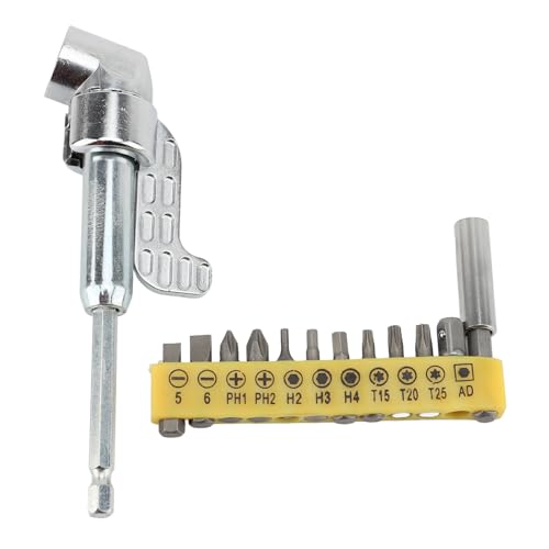 105 Degree Right Angle Drill Adapter Steel Right Angle Drill Attachment Bit Extension with 12 Screwdriver Bits for Impact Drivers and Drills 105 Degree Right Angle Drill Adapter Steel Right Angle Drill Attachment Bit Extension with 12 Screwdriver Bits for Impact Drivers and Drills von Fuchooky