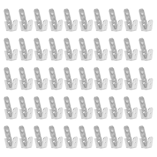 50pcs Piggyback Spade Connectors Messing 6,35 mm Doppelköpfchen -Stecker 3 - -Drahtanschluss (Silver) von Fuchooky