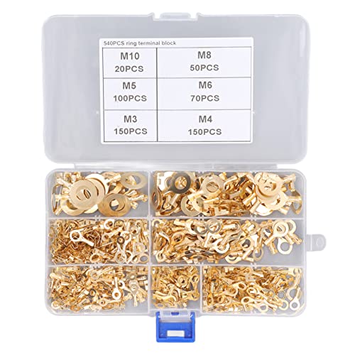 540Pcs Gold Brass Ring Terminal M3 M4 M5 M6 M8 M10 O Shape Terminal Wire Connector von Fuchooky