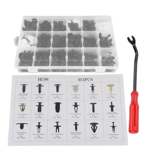 Car Push Pin Nietclips Sortiment Kit 415pcs 18 Größen mit Installationstool für Türverkleidung Stoßstange Panel Retainer Universal Fit Vehicles von Fuchooky