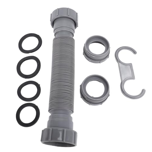 Expandable Flexible P Trap Pipe Kit Single Kitchen Sink Drainage Solution with Adapter Seal Circle Leakproof Fittings von Fuchooky