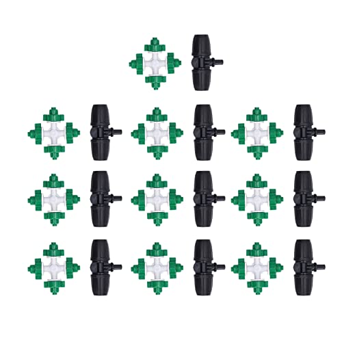 Fuchooky 10 Sets Spray Nozzle Misting Nozzle Plastic Atomizing Cross Sprayer Accessory Kit for Home Garden von Fuchooky