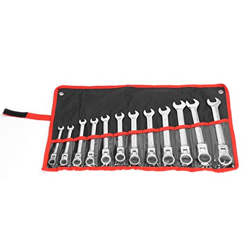 Fuchooky 12pcs Doppelend Ratchet -Schraubenschlüssel -Set Chrom Vanadium Stahl bewegbarer Kopf Ratschenspanner von Fuchooky