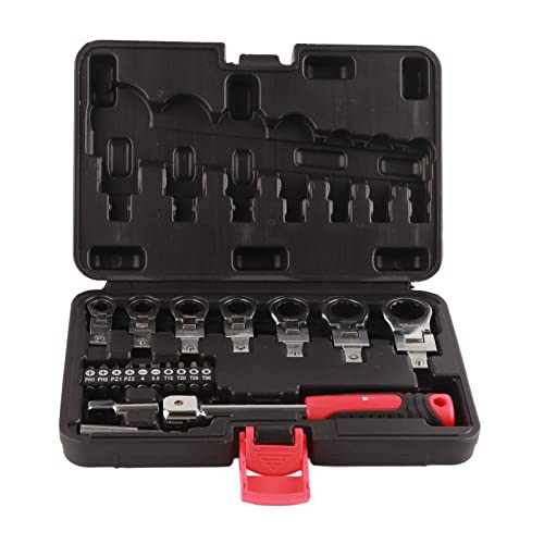 Fuchooky 20 PCs Ratschenschlüssel Set austauschbar 180 Grad rotierender Flex -Kopf -Schraubenschlüssel -Bit -Kit rotieren von Fuchooky