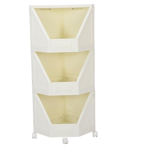 Fuchooky Eckschrank aus PP mit 4 Rollen, zusammenklappbar, kein Zusammenbau erforderlich, für Badezimmer, Küche, Büro, Wohnzimmer (3 Tier) von Fuchooky