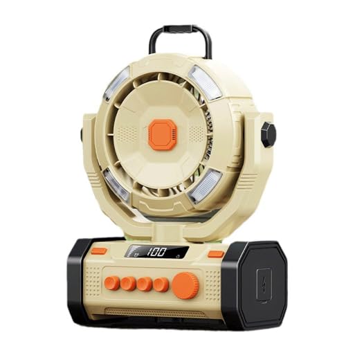 Fuchooky Multifunctional Camping Fan with LED Light Portable Rechargeable Tent Ceiling Fan with 100-Gear Adjustable Wind Speeds 4-Level Lighting Brightness Support/Timing/Power Bank Fu von Fuchooky