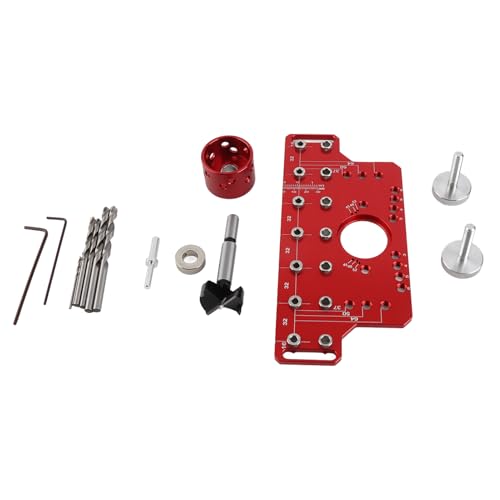 Fuchooky Shelf Pin Hinge Jig 2 in 1 Self Contained Clamping All Metal Cabinet Hardware Tool Drill Guide with 7 Drilling Bits von Fuchooky