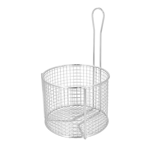 Stainless Steel Fry Basket Reusable Round French Fry Chip Fry Basket with Handle for Frying Serving Food (Sparse Mesh) von Fuchooky