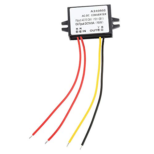Wechselstrom bis DC 5V Strep -DOWN -Konverter 12V 24 V Eingang in 5 V Ausgangsnetzversorgungsmodul mit Überstromschutz IP67 für den Motor für Car -Bildschirm -Kamera -Router (3a) von Fuchooky