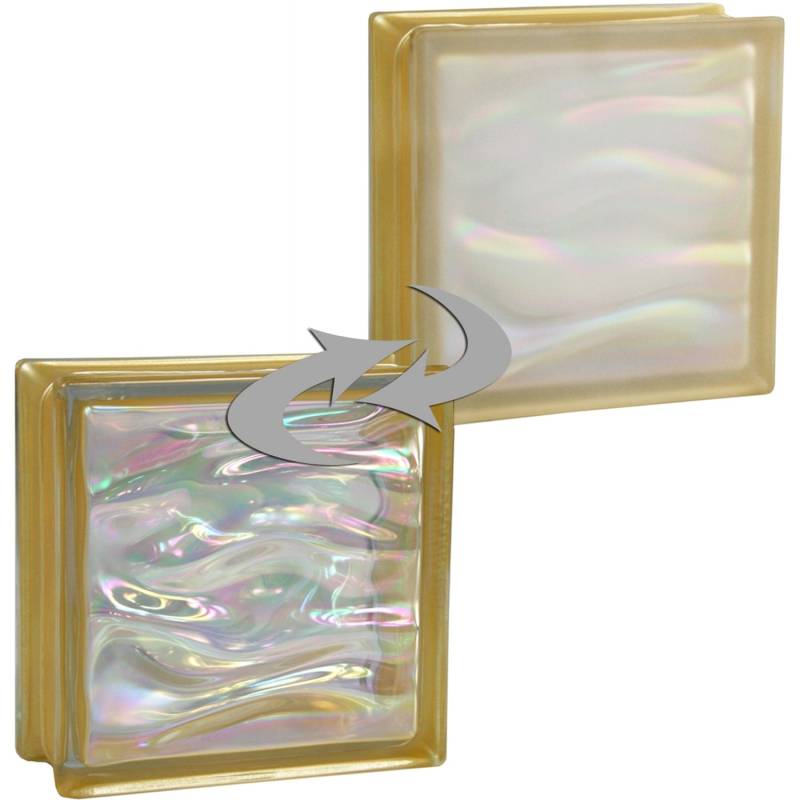 BM Glasstein Aqua Perlmutt Gold 1-Seitig Satiniert 19 cm x 19 cm x 8 cm von Fuchs Design