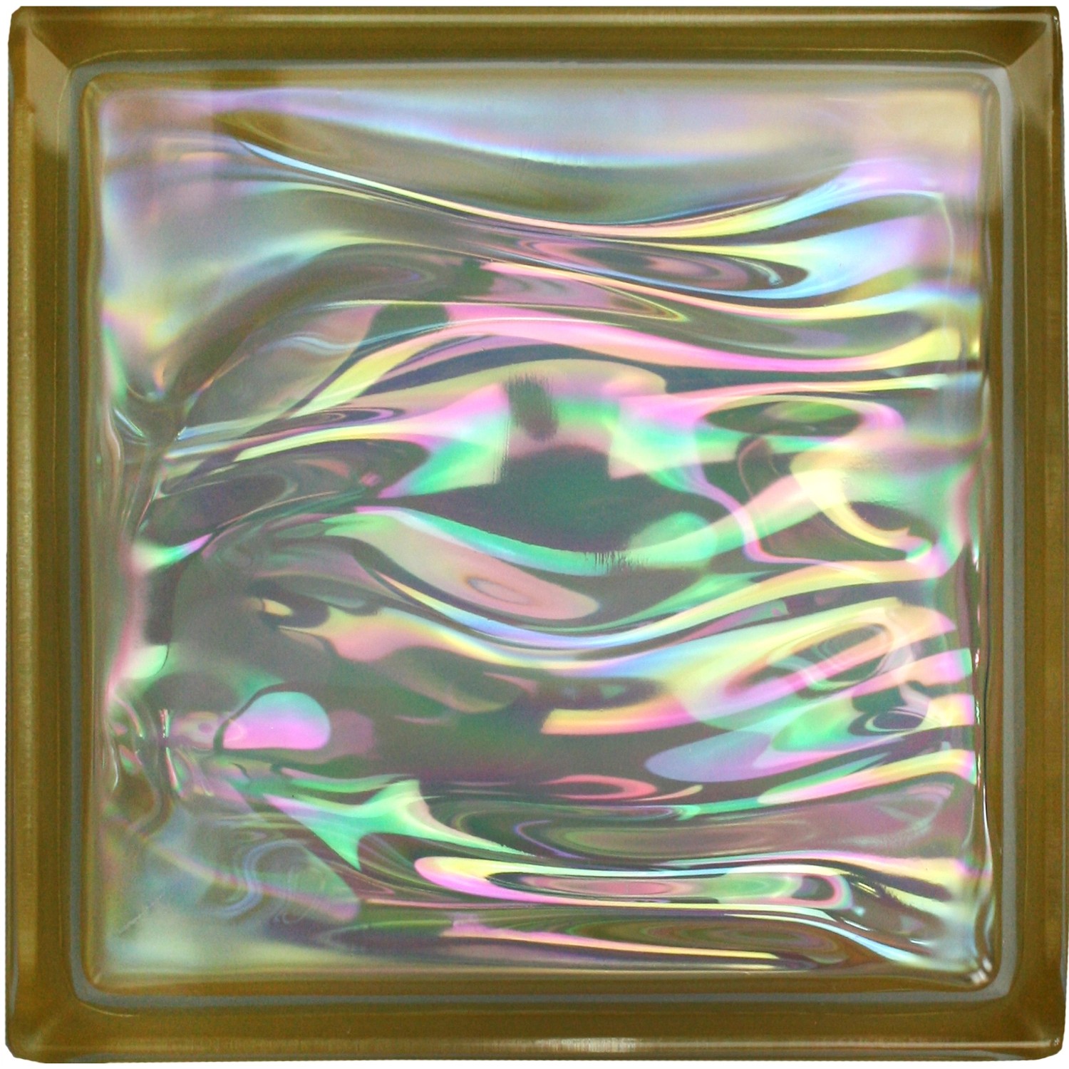BM Glasstein Aqua Perlmutt Gold 19 cm x 19 cm x 8 cm glänzend von Fuchs Design