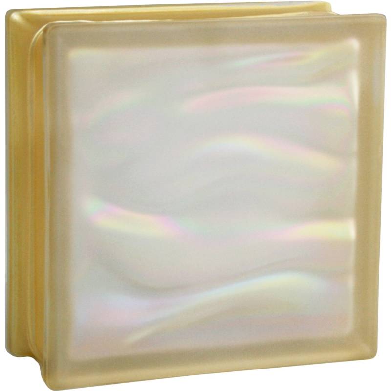 BM Glasstein Aqua Perlmutt Gold 2-Seitig Satiniert 19 cm x 19 cm x 8 cm von Fuchs Design