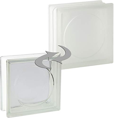 Design Glasbaustein Alpha klar einseitig satiniert, 19 x 19 x 8 cm - 5 Stück von Fuchs Design