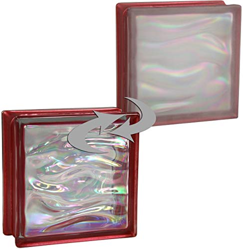 Fuchs Design 6 Stück Glassteine BM Glassteine AQUA Perlmutt Rubin Glasstein einseitig satiniert 19 x 19 x 8 cm von Fuchs Design