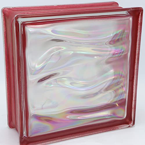 Fuchs Design 6 Stück Glassteine BM Glassteine AQUA Perlmutt Rubin Glasstein glänzend 19x19x8 cm von Fuchs Design