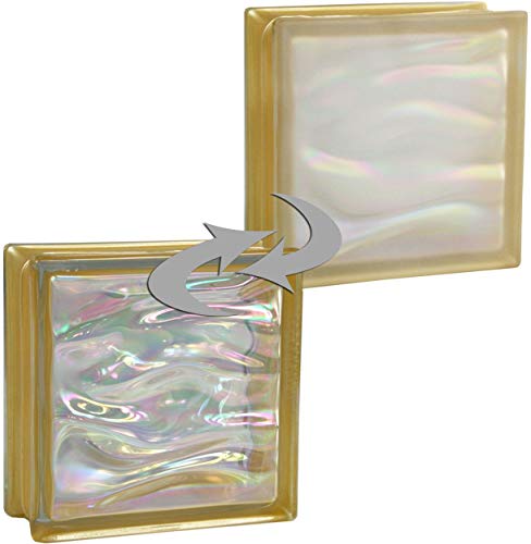 Fuchs Design 6 Stück Glassteine BM Glassteine Aqua Perlmutt Gold Glasstein einseitig satiniert 19 x 19 x 8 cm von Fuchs Design