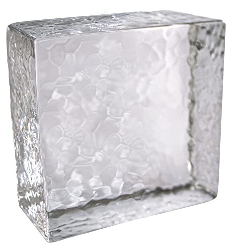 Fuchs Design Crystal Collection, 1x Glasziegel Glasstein Hammerschlag glänzend, ca. 12,3x11,6x5,3 cm, Glasbaustein aus Echtglas von Fuchs Design