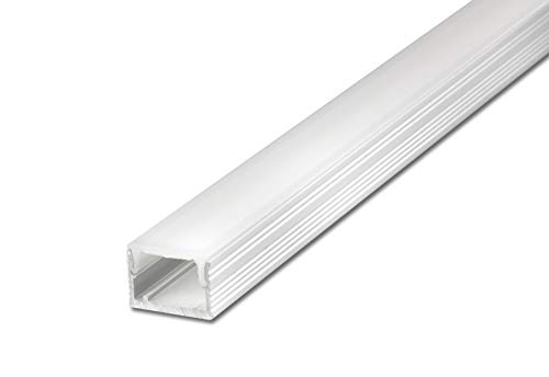 Fuchs Design LED Fliesenprofil 2 m - Aluminium Aufbauprofil (15 x 10 mm) - Profil Leiste ohne LED Streifen (milchig weiss) von Fuchs Design