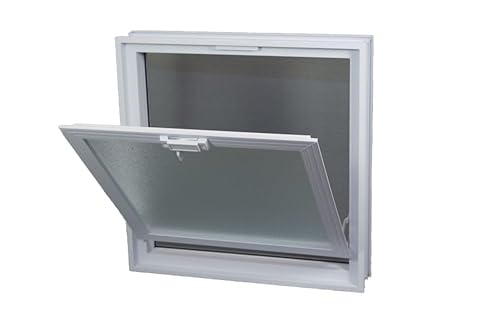 Fuchs Design Lüftungsfenster (384x384x80 mm) weiß anstatt 4 Glasbausteine im Format 19x19x8 cm – mit Fliegengitter von Fuchs Design