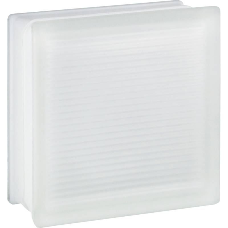 Glasstein Xenon Weiß 2-Seitig Satiniert 19 cm x 19 cm x 8 cm von Fuchs Design