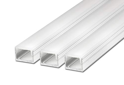 LED-Aufbau-Profil breit Aluminium Silber matt eloxiert 2m, 1,5 x 1 cm - 3 Stück von Fuchs Design