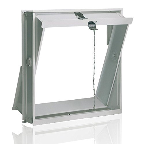 Lüftungsflügel weiß Stahlblech (417x435x90 mm) für 4 Glasbausteine (19x19x8 cm) - mit Zugvorrichtung von Fuchs Design