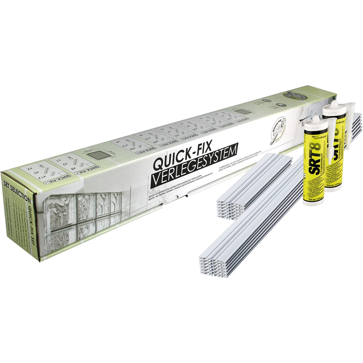 Quick-Fix Verlegesystem für 8 Glassteine 24 cm x 24 cm x 8 cm Quick-Fix Verlegesystem für 8 Glassteine 24 cm x 24 cm x 8 cm von Fuchs Design