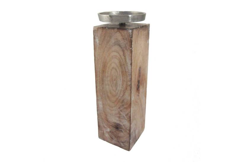 Fuchs Versand 24/7 Teelichthalter mit Tablett Kerzenständer Holz m. Alu Platte 33x12x12cm, silber, Stck von Fuchs Versand 24/7