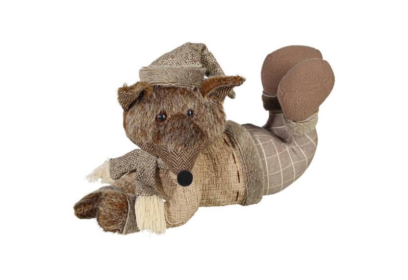 Fuchs Versand 24/7 Teelichthalter mit Tablett Stofffigur Fuchs Toddy liegend 25cm von Fuchs Versand 24/7