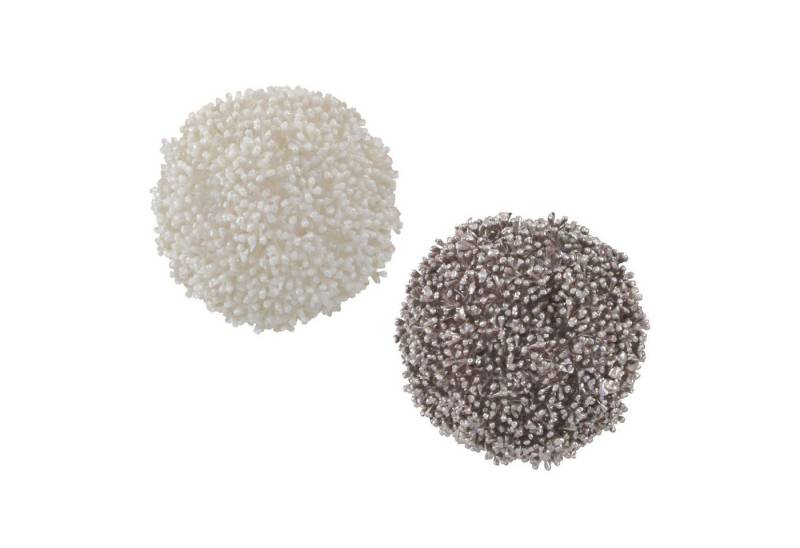 Fuchs Versand 24/7 Teelichthalter mit Tablett Weihnachtliche Beerenkugel mit Hänger im 2er Set in silber-creme von Fuchs Versand 24/7