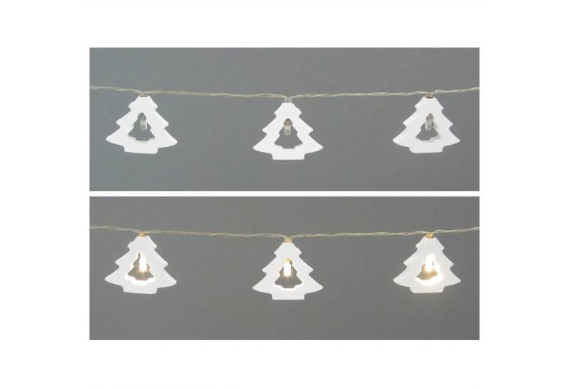 Fuchs Versand 24/7 Weihnachtsfigur Deko Lichterkette Holz Girlande mit LED – 80 cm Weihnachtsdeko in Weiß von Fuchs Versand 24/7