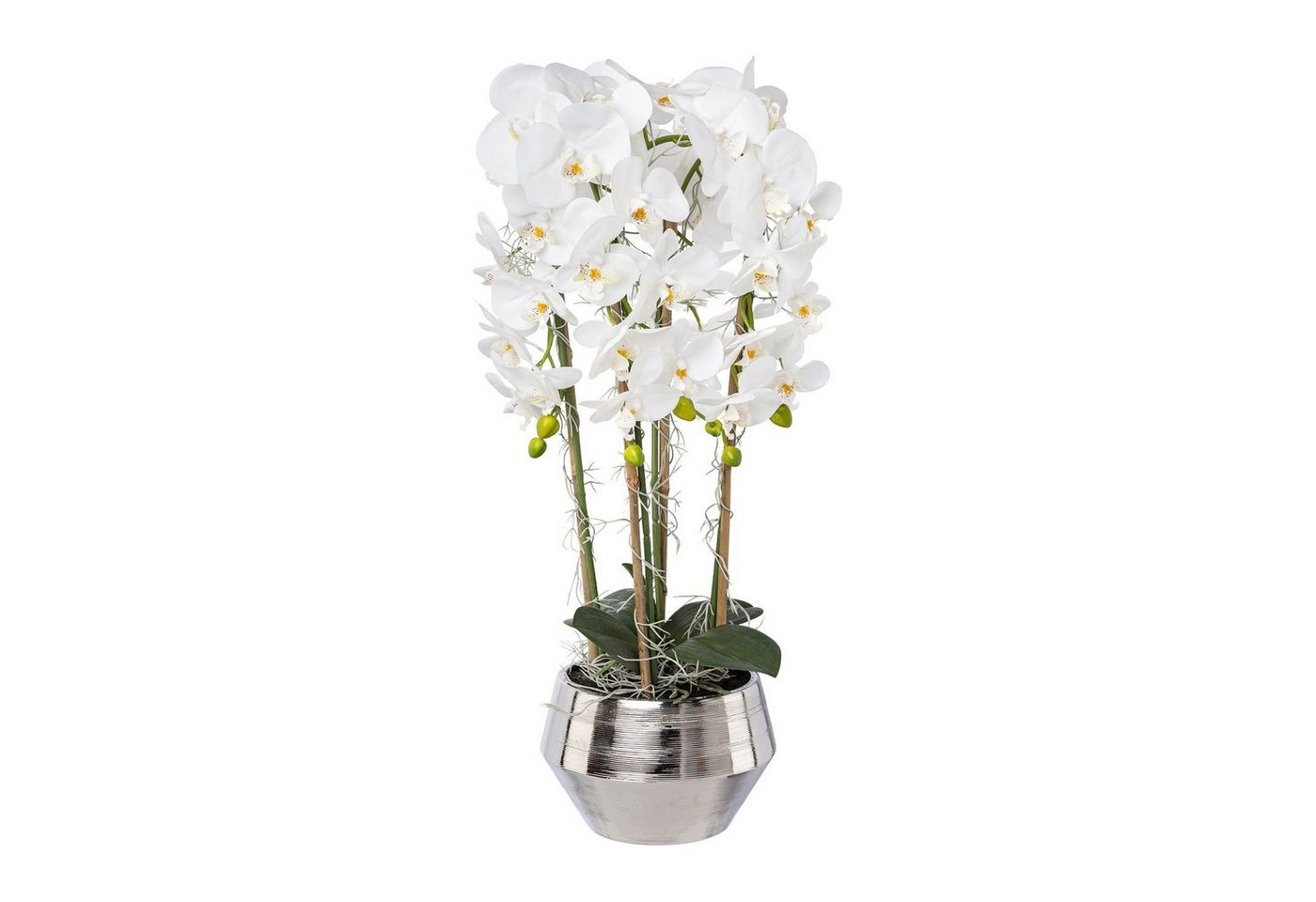 Kunstpflanze Künstliche Orchidee 75cm im Silbertopf, Fuchs Versand 24/7 von Fuchs Versand 24/7