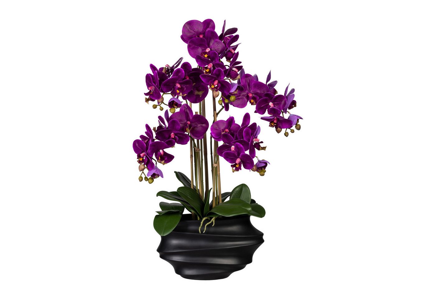 Kunstpflanze Künstliche Orchidee 75cm in schwarzer Kunststoffvase in versch. Farben, Fuchs Versand 24/7 von Fuchs Versand 24/7