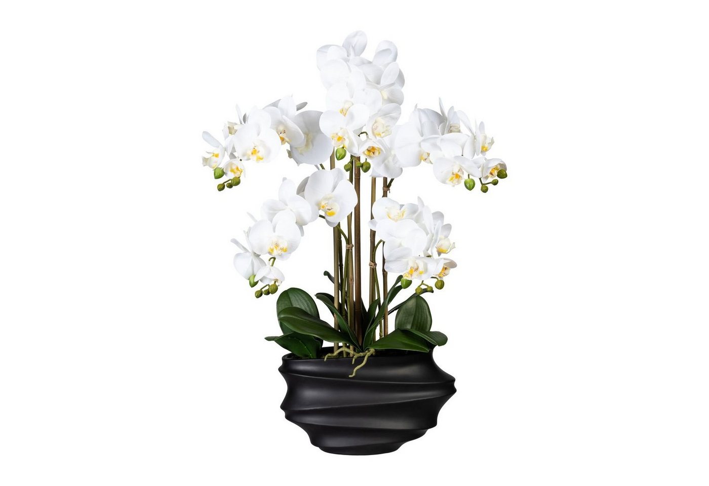 Kunstpflanze Künstliche Orchidee 75cm in schwarzer Kunststoffvase in versch. Farben, Fuchs Versand 24/7 von Fuchs Versand 24/7