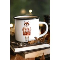 330Ml Emaille Tasse Mit Fuchs Motiv Kaffee Metallbecher von FuchsMaedchenStore