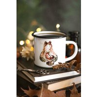 Emaille Tasse Fuchs Mädchen Buch Kaffee Becher Wald Stil Gemütlich Geschenkidee von FuchsMaedchenStore