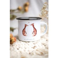 Emaille Tasse Reisetasse Fuchs Verliebte Füchse Partner Liebe Valentinstag von FuchsMaedchenStore
