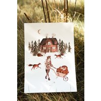 Poster Mit Fuchs Und Wald Motiv Din A4 Wandbild Füchse Gemütlich von FuchsMaedchenStore