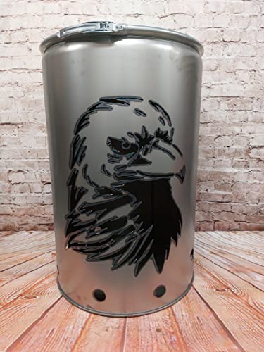 Fuchsbau Feuertonnen Feuertonne mit - Adler - Motiv - Gefertigt aus neuem Ölfass - Besondere Feuerstelle für Garten und Terrasse - Hohe Feuerschale mit Rostoptik - 90 x 60 cm Fuchsbau Feuertonnen Feuertonne mit - Adler - Motiv - Gefertigt aus neuem Ölfass - Besondere Feuerstelle für Garten und Terrasse - Hohe Feuerschale mit Rostoptik - 90 x 60 cm von Fuchsbau Feuertonnen
