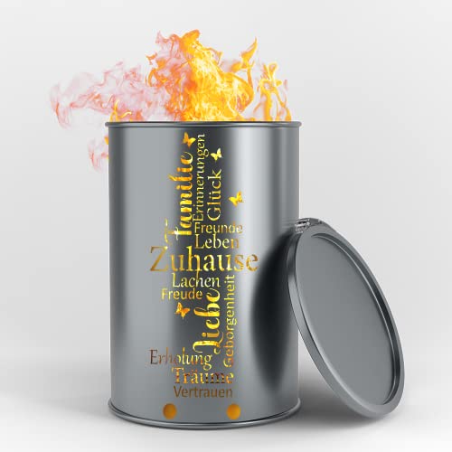 Fuchsbau Feuertonnen Feuertonne mit - Familie ist... - Motiv - Gefertigt aus neuem Ölfass - Besondere Feuerstelle für Garten und Terrasse - Hohe Feuerschale mit Rostoptik - 90 x 60 cm von Fuchsbau Feuertonnen