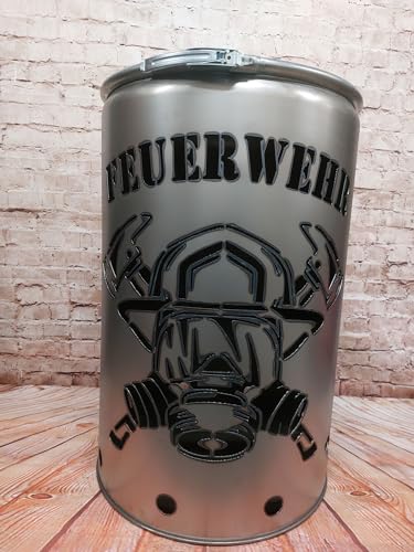 Fuchsbau Feuertonnen Feuertonne mit - Feuerwehrhelm - Motiv - Gefertigt aus neuem Ölfass - Besondere Feuerstelle für Garten und Terrasse - Hohe Feuerschale mit Rostoptik - 90 x 60 cm Fuchsbau Feuertonnen Feuertonne mit - Feuerwehrhelm - Motiv - Gefertigt aus neuem Ölfass - Besondere Feuerstelle für Garten und Terrasse - Hohe Feuerschale mit Rostoptik - 90 x 60 cm von Fuchsbau Feuertonnen