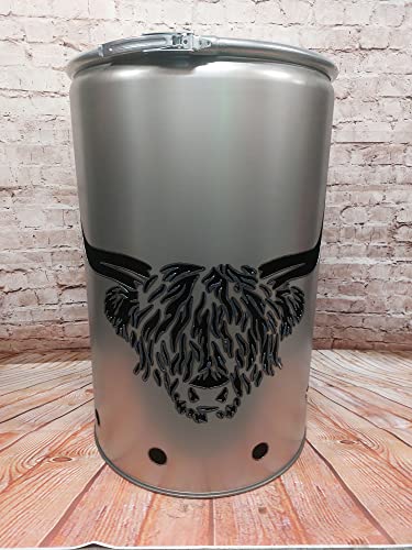 Fuchsbau Feuertonnen Feuertonne mit - Highland Cattle - Motiv - Gefertigt aus neuem Ölfass - Besondere Feuerstelle für Garten und Terrasse - Hohe Feuerschale mit Rostoptik - 90 x 60 cm Fuchsbau Feuertonnen Feuertonne mit - Highland Cattle - Motiv - Gefertigt aus neuem Ölfass - Besondere Feuerstelle für Garten und Terrasse - Hohe Feuerschale mit Rostoptik - 90 x 60 cm von Fuchsbau Feuertonnen