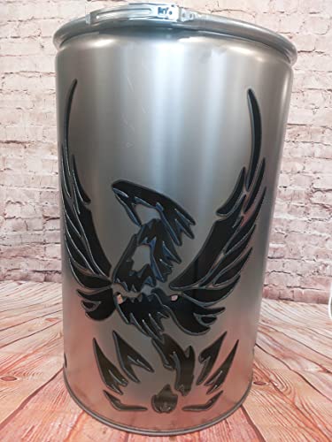 Fuchsbau Feuertonnen Feuertonne mit Phönix Motiv - Gefertigt aus neuem Ölfass - Besondere Feuerstelle für Garten und Terrasse - Hohe Feuerschale mit Rostoptik - 90 x 60 cm von Fuchsbau Feuertonnen