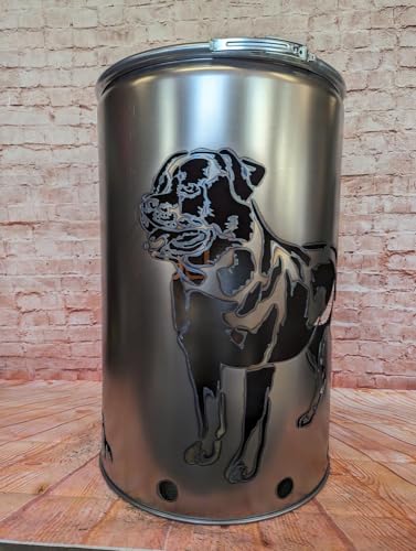 Fuchsbau Feuertonnen Feuertonne mit - Rottweiler - Motiv - Gefertigt aus neuem Ölfass - Besondere Feuerstelle für Garten und Terrasse - Hohe Feuerschale mit Rostoptik - 90 x 60 cm Fuchsbau Feuertonnen Feuertonne mit - Rottweiler - Motiv - Gefertigt aus neuem Ölfass - Besondere Feuerstelle für Garten und Terrasse - Hohe Feuerschale mit Rostoptik - 90 x 60 cm von Fuchsbau Feuertonnen