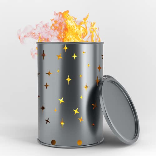 Fuchsbau Feuertonnen Feuertonne mit Sternenhimmel Motiv - Gefertigt aus neuem Ölfass - Besondere Feuerstelle für Garten und Terrasse - Hohe Feuerschale mit Rostoptik - 90 x 60 cm von Fuchsbau Feuertonnen