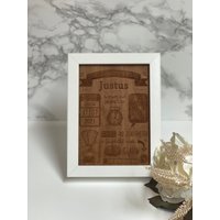 Personalisiertes Babygeschenk Aus Holz Mit Namen, Geburtsdatum, Größe Und Gewicht - Weißem Rahmen von FuchsbauKreativbude