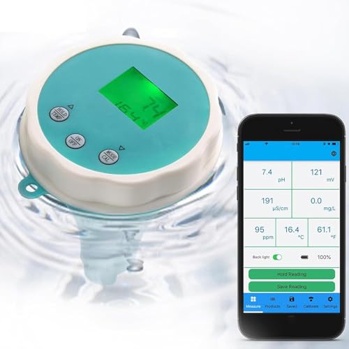 Intelligenter Wasserqualitätstester, 6-in-1-Bluetooth-Schwimmbadmonitor-Wassertester Mit App-Verbindung, PH CL EC TDS ORP-Temperatur Für Pool, Aquarium, Whirlpools Und Swim Spas von Fucxeoy