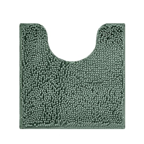 Fudaiki WC Vorleger Badezimmerteppich U-förmiger Kontur-Toilettenvorleger Badvorleger Badeteppich rutschfeste Badematte für Badezimmer, Boden, Toilette U 50x50cm Dunkelgrün von Fudaiki