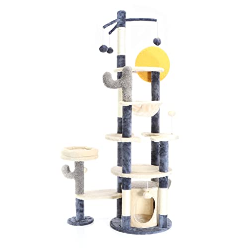 Fudajo Kratzbaum im Kaktusdesign Dunkelgrau 172 cm, Katzenkratzbaum mit Katzenhaus u. Liegemulde, Katzenbaum mit Sisal, Katzenmöbel mit Spielbälle Fudajo Kratzbaum im Kaktusdesign Dunkelgrau 172 cm, Katzenkratzbaum mit Katzenhaus u. Liegemulde, Katzenbaum mit Sisal, Katzenmöbel mit Spielbälle von Fudajo